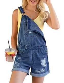 Roskiky Damen Jeans Jeanslatzhose Overalls Rompers Schnallenriemen Jeanshose Dunkelblau Größe XXL von Roskiky