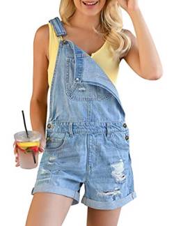 Roskiky Damen Jeans Jeanslatzhose Overalls Rompers Schnallenriemen Jeanshose Hellblau Größe XXL von Roskiky