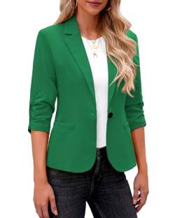 Roskiky Jacket Damen Blazer Jacke Damen Frühling Blazer Grün Damen Blazer Kurz Damen Sommer Jacke Damen Mantel Übergang Grün 2XL von Roskiky