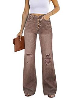 Roskiky Jeans Damen Boyfriend Jeans Schlaghose Damen Schlaghose Damen 70Er Hippie Braune Jeans Damen Braun XL von Roskiky