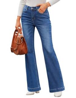 Roskiky Jeans Damen High Waist Jeans Damen Bootcut Jeans Damen Stretch Mom Jeans Damen Latzhose Damen Jeans Jeans Schlaghose Damen Lapis Sehnsucht S von Roskiky