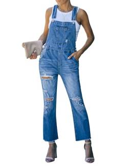 Roskiky Jeans Overall Damen Hosen Damen Sommer Sommer Jumpsuit Damen Jumpsuit Elegant Hochzeit Gast Ripped Jumpsuit Damen Blaue Latzhose Blau XL von Roskiky