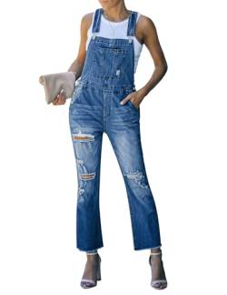 Roskiky Jeans Overall Damen Luftige Hose Damen Sommer Damen Jumpsuit Sport Jumpsuit Damen Jeans Damen High Waist Latzhose Blau Damen Blau L von Roskiky