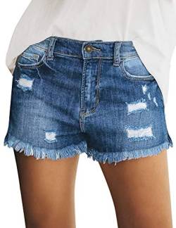 Roskiky Jeans Shorts Damen Kurze Hosen Damen Sommer Damen Shorts Sommer Damen Hosen Lounge Wear Sommer Hose Jeans Kurze Hose Damen Blau XXL von Roskiky