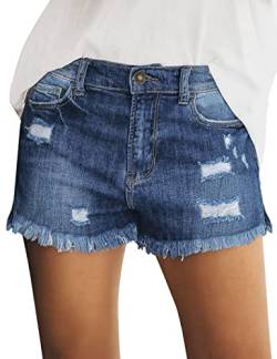 Roskiky Jeans Shorts Damen Kurze Hosen Damen Sommer Shorts Damen Sommer Shorts Damen Sport Kurze Hose Damen High Waist Hot Pants Sexy High Waist Jeans Damen Stretch Blau XL von Roskiky