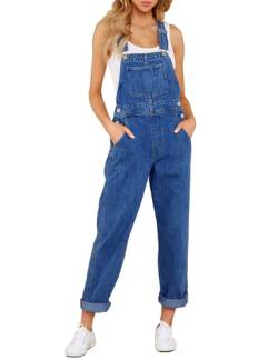 Roskiky Lässige Stretch Denim Latzhose für Damen, Jeans Overalls mit Taschen Cody Blue M von Roskiky