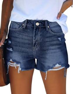 Roskiky Shorts Damen Sommer Jeans Shorts Damen Sommer Kurze Hosen Damen Sommer Jenshosen Damen Jeans Damen Sommer Jeans Short Damen Hellblaue Jeans Damen Blau L von Roskiky