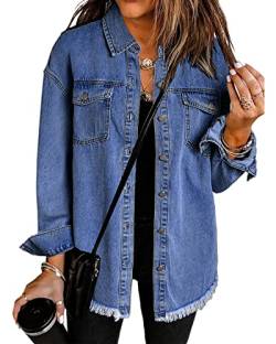 Roskiky Sportlich, Elegante Jacke Jeansjacke Damen Dunkelblau Herbst Outfit Damen Damen-Jacken Jacken Damen Jeansjacke Damen Große Größen Einbruch der Dunkelheit 3XL von Roskiky