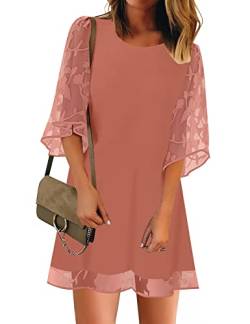 Roskiky Tunika Langes Kleid Damen Elegant Hemdkleid Damen Pinkes Kleid Kleider Große Größen Damen Canyon Rose L von Roskiky