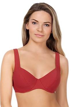 Rosme Lingerie BH-Oberteil für Badebekleidung Strandbekleidung Badeanzug für Damen, Kollektion Future Retro, Rot, Größe 48B/100B von Rosme