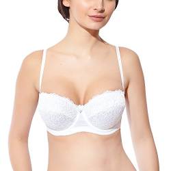 Rosme Lingerie Balconette-BH mit Abnehmbaren Trägern für Damen, Kollektion Grand, Weiß, Größe 75C von Rosme