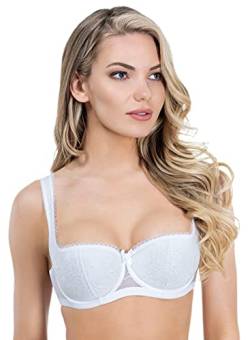 Rosme Lingerie Balconette-BH mit gepolsterten Trägern für Damen, Kollektion Eliza, Weiß, Größe 75H von Rosme