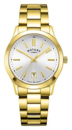 Rotary Damen Quartz Armbanduhr, 30.00mm GehäusegröÃŸe mit Silber analog Zifferblatt und Gold Metallarmband Armband LB05523/06 von Rotary