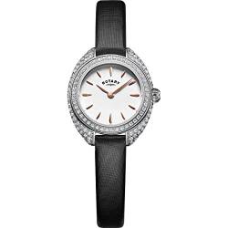 Rotary Damen Quartz Armbanduhr mit weiÃŸ analog Zifferblatt und schwarz Lederarmband Armband LS05087/02 von Rotary