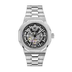 Rotary Herren Automatik Armbanduhr, 40.00mm GehäusegröÃŸe mit schwarz analog Zifferblatt und Silber Metallarmband Armband GB05495/04 von Rotary