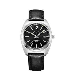 Rotary Herren Quartz Armbanduhr, 38.50mm GehäusegröÃŸe mit schwarz analog Zifferblatt und schwarz Lederarmband Armband GS05480/65 von Rotary