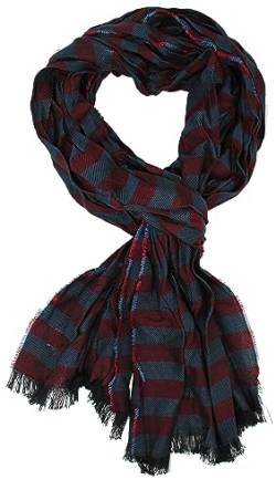 Rotfuchs Baumwollschal Damenschal Herrenschal Knitterlook Streifen Muster in rot grau (Dünn) Made in Germany von Rotfuchs