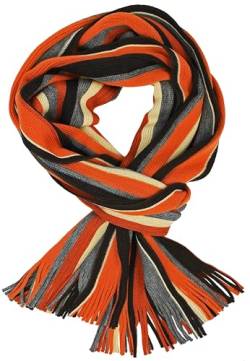 Rotfuchs Herrenschal Schal Strickschal Winterschal Warm & Weich Streifen Wolle (185 x 27 cm, Orange & Grau) von Rotfuchs