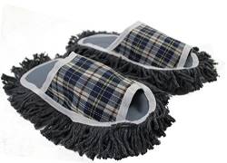 Rotfuchs Staubtuch Hausschuhe Putz-Hausschuhe Mop-Schuhe in grau weiß mit reinigender Baumwolle-Sohle, Size 37-39 Unisex R-159 von Rotfuchs