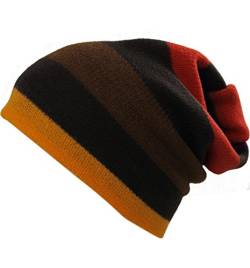 Rotfuchs Strickmütze Beanie gestreift 100% Wolle (Merino) Unisex (54-56 (M), braun-bunt) R-85 R-85 von Rotfuchs