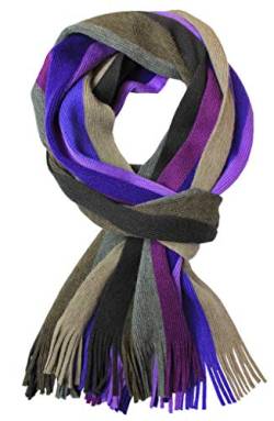 Rotfuchs Strickschal Herrenschal Damenschal Unisex reine Wolle gestreift feinstrick mit Fransen mehrfarbig (violett / 188 x 28 cm) von Rotfuchs