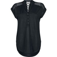 Rotterdamned T-Shirt - Heeze - Back Lace Wide Slub Jersey Tee - S bis 3XL - für Damen - Größe L - schwarz von Rotterdamned