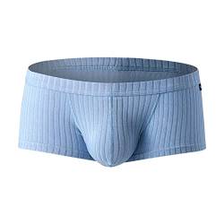 Rotyroya Herren Unterwäsche Shorts Daily Wear Trendy Low Waist Gerippte Unterhose Blau L von Rotyroya