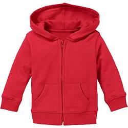 Baby Zip Hoodie Kapuzenjacke Sweatshirt 100% Baumwolle Rot 56/62 von Roughtex