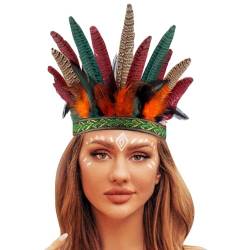 Haarschmuck Stirnband Damen Karneval Kostüm Damen Ladies Mardi Gras Haarbänder Federn Tribal Haarkrone Personalisierte Haarschmuck Performance Bühne Party Kopfbedeckung von Rouingdd