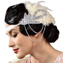 Haarschmuck Stirnband Damen Karneval Kostüm Damen Maskerade Feder Haarbänder Feder Accessoires Party Abend Mardi Gras Prom Haarbänder von Rouingdd