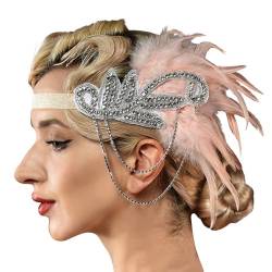 Haarschmuck Stirnband Damen Karneval Kostüm Damen Maskerade Feder Haarbänder Feder Accessoires Party Abend Mardi Gras Prom Haarbänder von Rouingdd