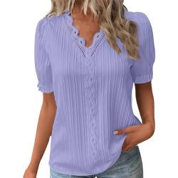 Rouingdd Weiß Damen Blusen Business Outfit Damen Tunika Damen Elegant mit V Ausschnitt, Überbackener Spitze Oberteile Sommer Schickes Italienische Mode Damen Blusenshirt Tops von Rouingdd