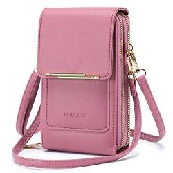 Roulens Klein Handy Umhängetasche,Damen Kleine Umhängetasche,PU Leder Crossbody Schultertasche Reisepass Handytasche mit Kartenschlitz Verstellbar Abnehmbar Schultergurt von Roulens