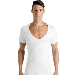 Rounderbum Kompressionsshirt für Herren – Herren-Unterwäsche, gepolstertes T-Shirt für Herren, Shapewear Unterwäsche – unter der Kleidung, Muskel, Weißes T-Shirt mit tiefem V-Ausschnitt, L von Rounderbum