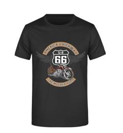 Route 66 Biker Herren T-Shirt (DE/NL/SE/PL, Alphanumerisch, XXL, Regular, Regular, Schwarz) von Route 66