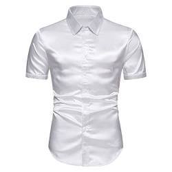 Herren Satin T-Shirt Kurzarm Revers Stylish Casual Bluse Mit KnöPfen Grundlegende Feste Farbtops RegelmäßIge Fit Sporthemden Komfortable Sommer Loungewear Gentleman Business Tunika FüR Arbeit von Routinfly