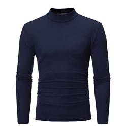 Plus-Size-Blusen, einfarbiger, mittelhoher Kragen für Herren, lässig, schmale Passform, Pullover, T-Shirt, Hemd, mit Fleece gefütterte Hemden Winterjacke Trainingsanzug Tshirt von Routinfly