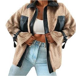 Routinfly Damen Lederjacke Lammwolle Nähte Warm Einreihig Cardigan Jacke Damen Leichter Mantel Geschenke Für Frauen Hochzeit Hochzeit Mode von Routinfly