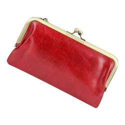 Royal Bagger Elegante Clutch Taschen für Frauen, Geldbörse aus echtem Leder, Vintage Geldklammer (Rot) von Royal Bagger