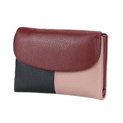 Royal Bagger Kurze Brieftaschen für Frauen, Mehrfach Karten Halter Geldbörse, Vintage Leder Trifold Einfache Geldbörse (Purple Red) von Royal Bagger