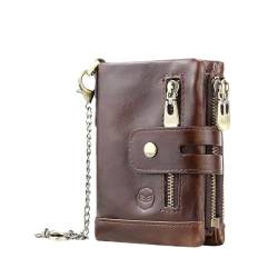 Royal Bagger RFID Short Wallet Purse für Männer, Echtes Leder Business Clutch Bag Karten Halter Geldbörsen, mit Ketten Gurt (Kaffee) von Royal Bagger