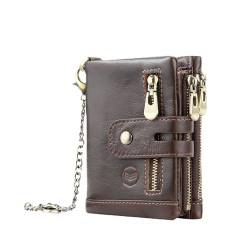 Royal Bagger RFID Short Wallet Purse für Männer, Echtes Leder Business Clutch Bag Karten Halter Geldbörsen, mit Ketten Gurt (Schokolade) von Royal Bagger