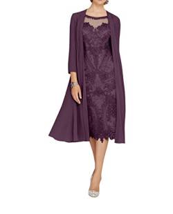 Royaldress Damen Brautmutterkleider Knielang mit Mantel Kleider Fuer mollige Festkleider Abendkleider Fuer hochzeitsgaste-56 Traube von Royal Dress