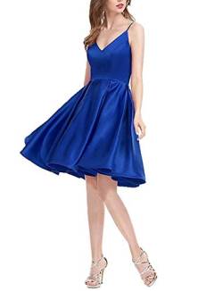 Royaldress Damen Knielang Satin Abendkleider Cocktailkleider Brautjungfernkleider Kurz Fuer Hochzeitsgaeste Neu -38 Royal Blau von Royal Dress