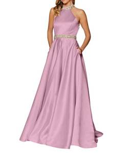 Royaldress Damen Lang Satin Abendkleider Ballkleider Partykleider Promkleider Hochzeitsgaeste Kleider 2020 Neu Model -40 Alt Rosa von Royal Dress