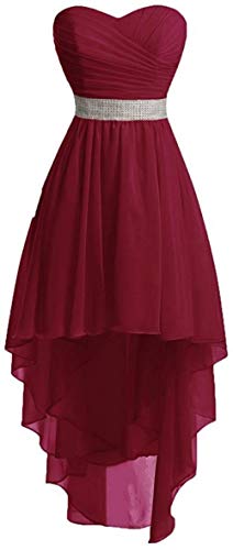 Royaldress Elegant Weinrot Kurz Hi-lo Abendkleider Ballkleider Chiffon Brautjungfernkleider Cocktailkleider A-Linie Rock-42 Weinrot von Royal Dress