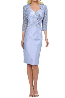 Royaldress Himmel Blau Kurzes Abendkleider Ballkleider Brautmutterkleider Cocktailkleider mit Spitze Langarm Bolero-36 Himmel Blau von Royal Dress