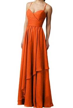 Royaldress Spaghetti-Traeger Chiffon Herzausschnitt Abendkleider Ballkleider Partykleider Brautjungfernkleider Lang -38 Orange von Royal Dress