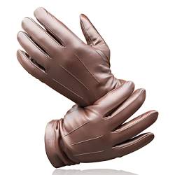 Royal Phoenix® Lederhandschuhe Herren - Luxuriöse Nappaleder Handschuhe gefüttert mit Kaschmir - Leather Gloves Men - Winterhandschuhe Herren aus Leder, Braun, L von Royal Phoenix