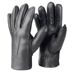 Royal Phoenix® Lederhandschuhe Herren - Sehr Weiche Hirschleder Handschuhe mit Kaschmir Innenfutter - Leather Gloves Men - Herren Winterhandschuhe aus Leder, Schwarz, XL von Royal Phoenix